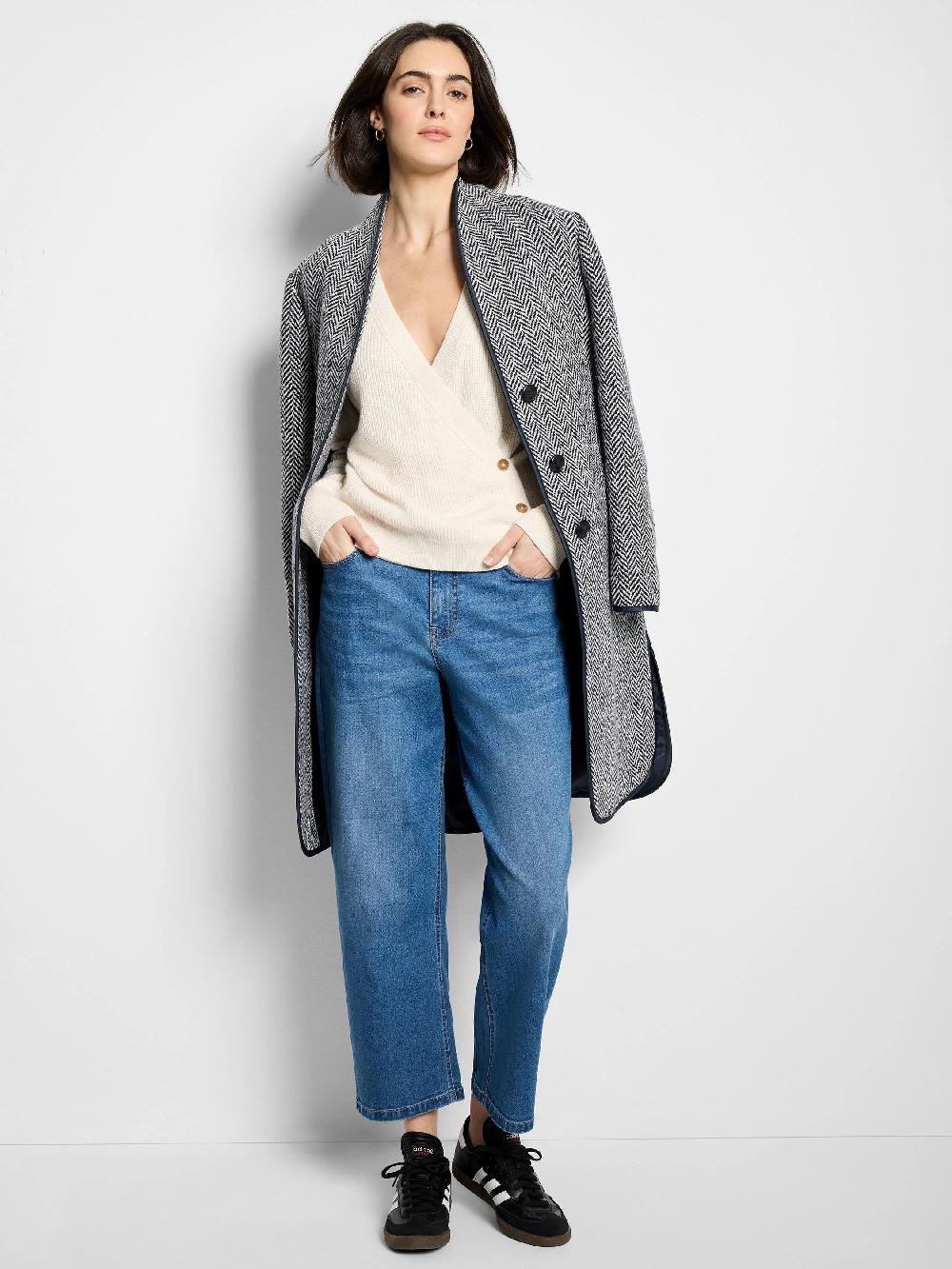 Nic Zoe Herringbone Wool Blend Top Coat