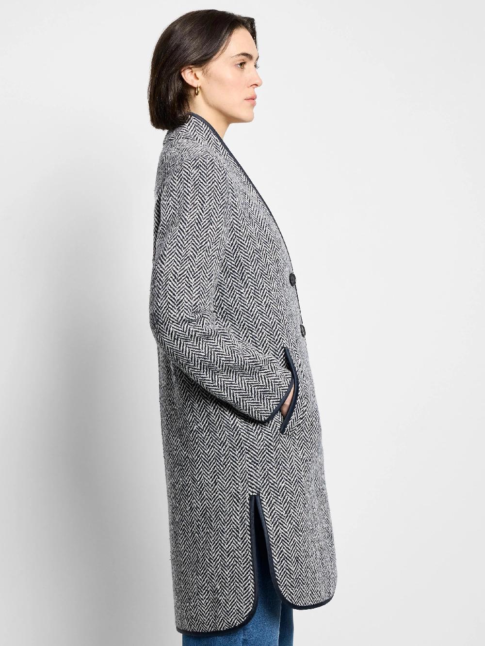 Nic Zoe Herringbone Wool Blend Top Coat