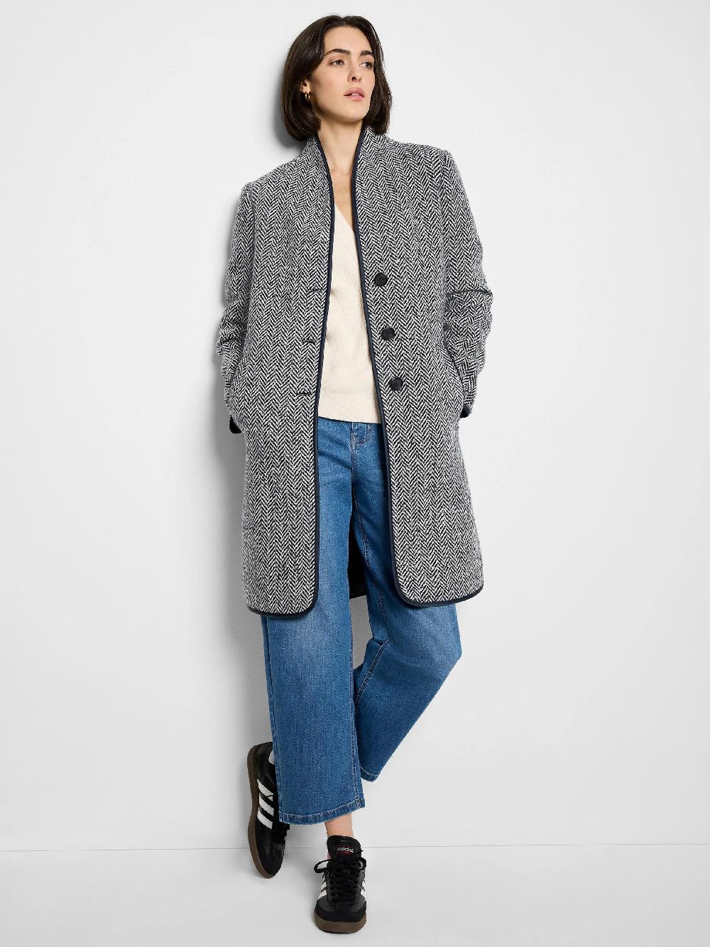 nic zoe Herringbone Wool Blend Top Coat