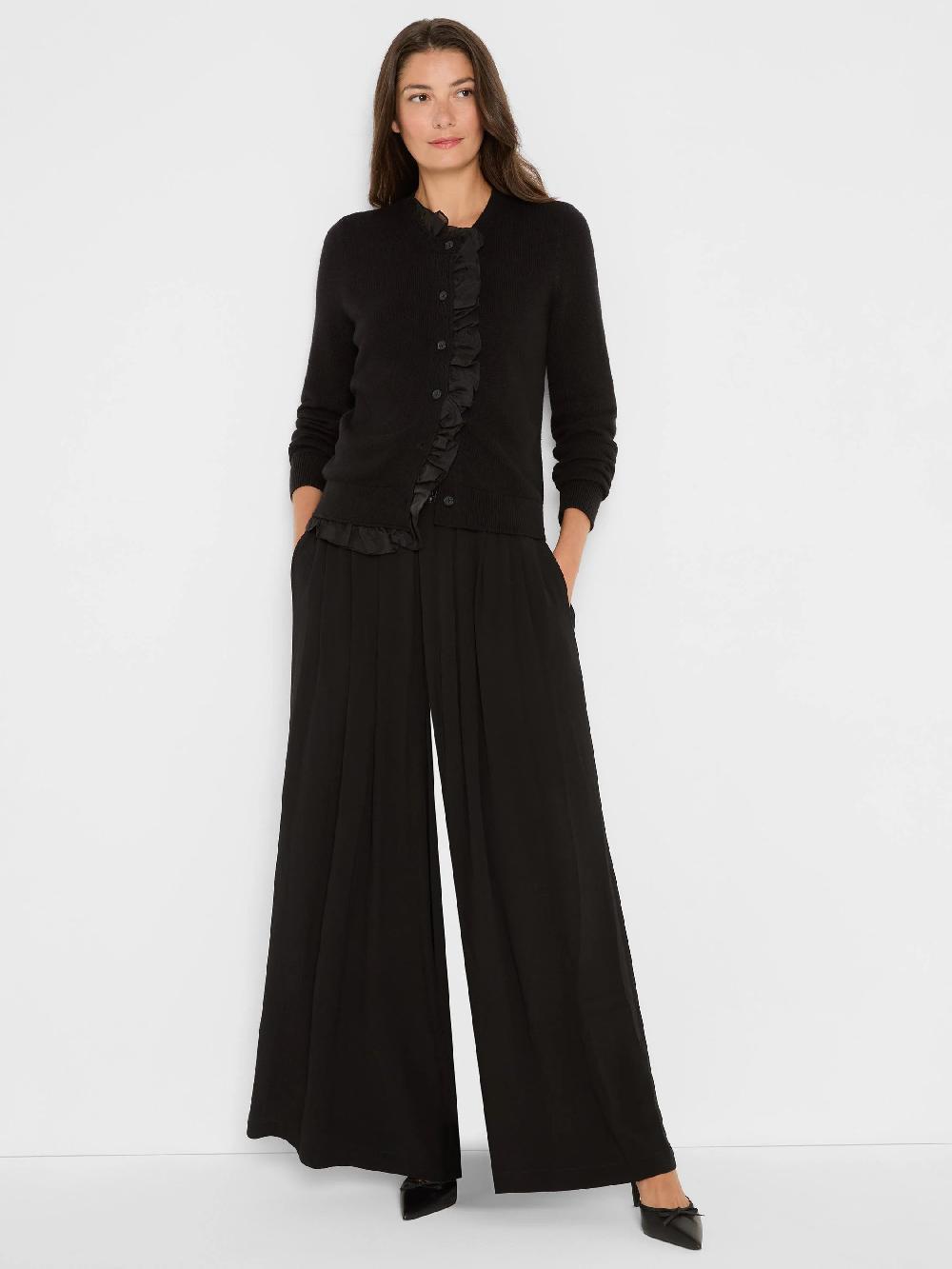 Nic Zoe Iconic Faux Leather Waistband Palazzo Pant