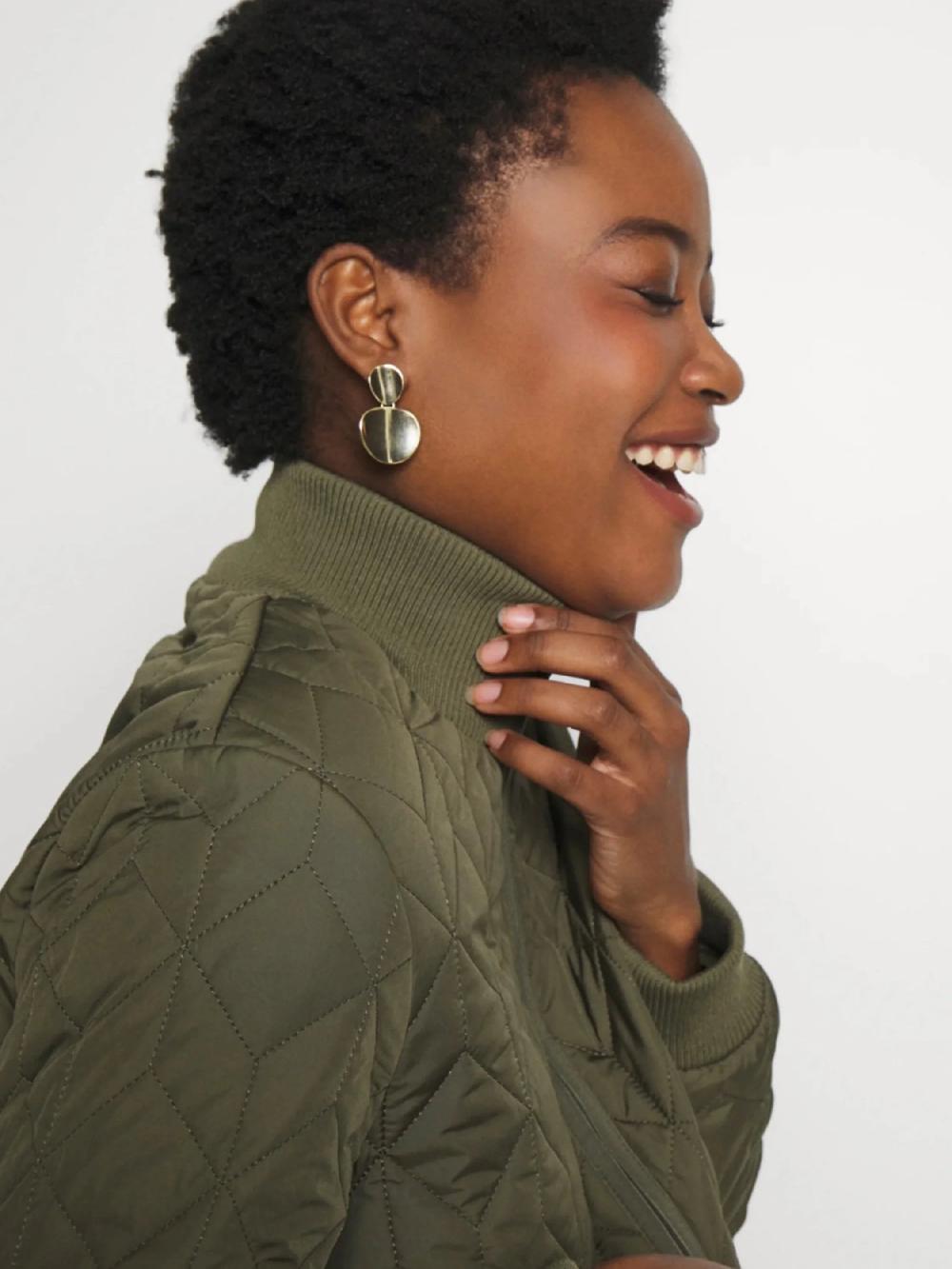 Nic Zoe Ilse Jacobsen Quilted Coat With Rib Trim