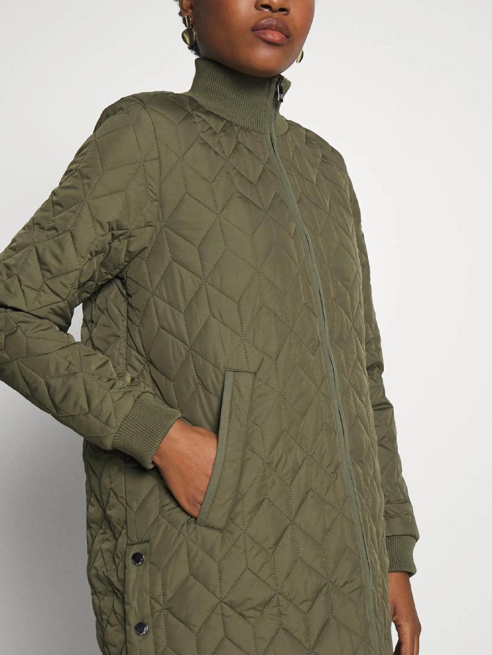 Nic Zoe Ilse Jacobsen Quilted Coat With Rib Trim