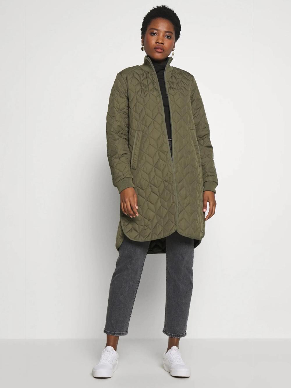nic zoe Ilse Jacobsen Quilted Coat With Rib Trim