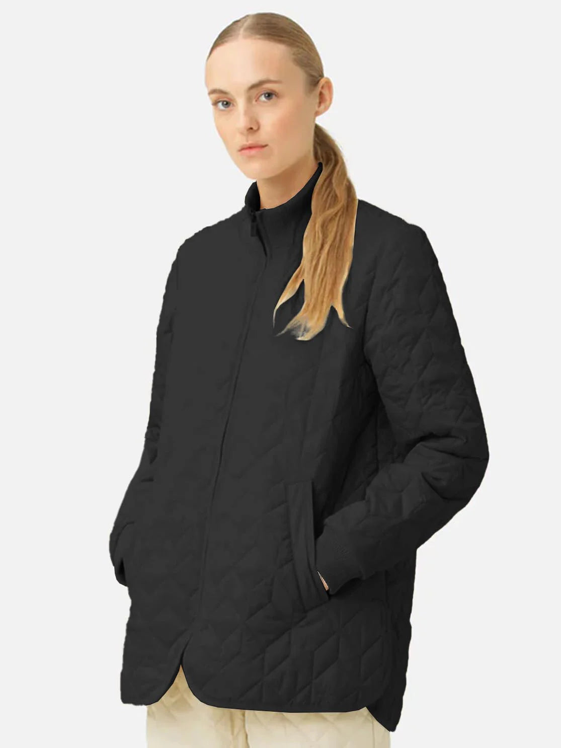 nic zoe Ilse Jacobsen Quilted Jacket Knit Collar