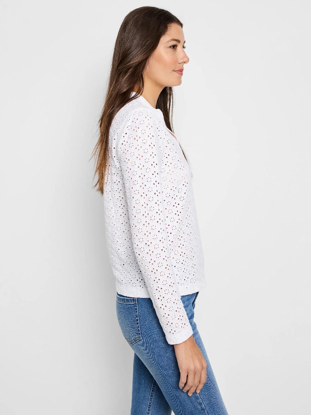 Nic Zoe Knit Eyelet Split Neck Top