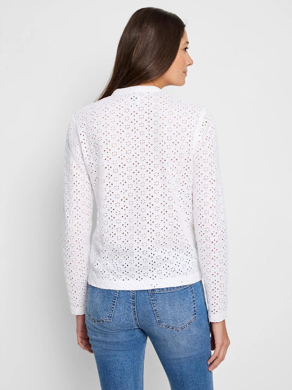 Nic Zoe Knit Eyelet Split Neck Top