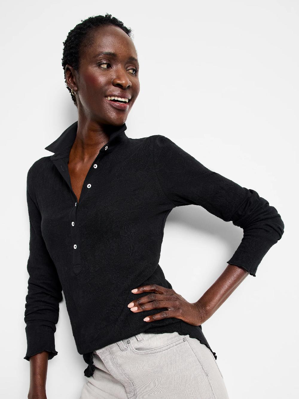 nic zoe Lace Knit Collared Top