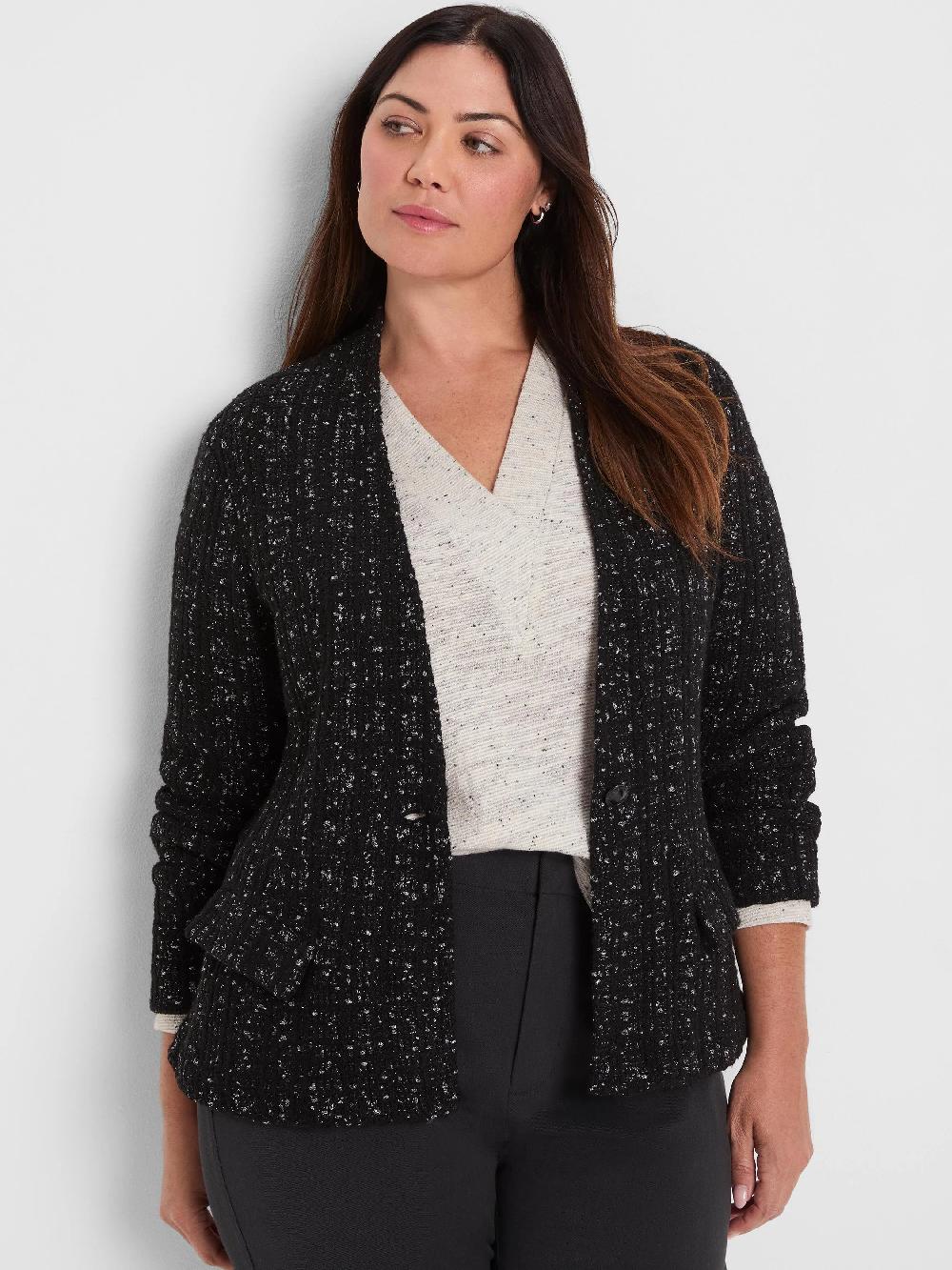 nic zoe Metallic Grid Knit Jacket