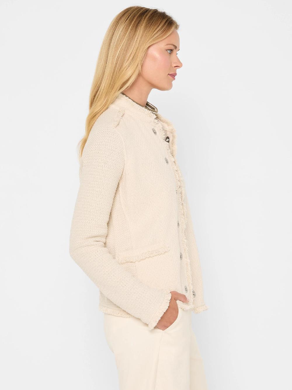 Nic Zoe Military Fringe Mix Knit Jacket