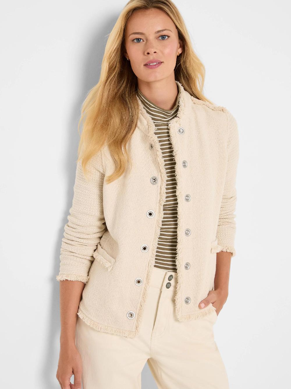 nic zoe Military Fringe Mix Knit Jacket