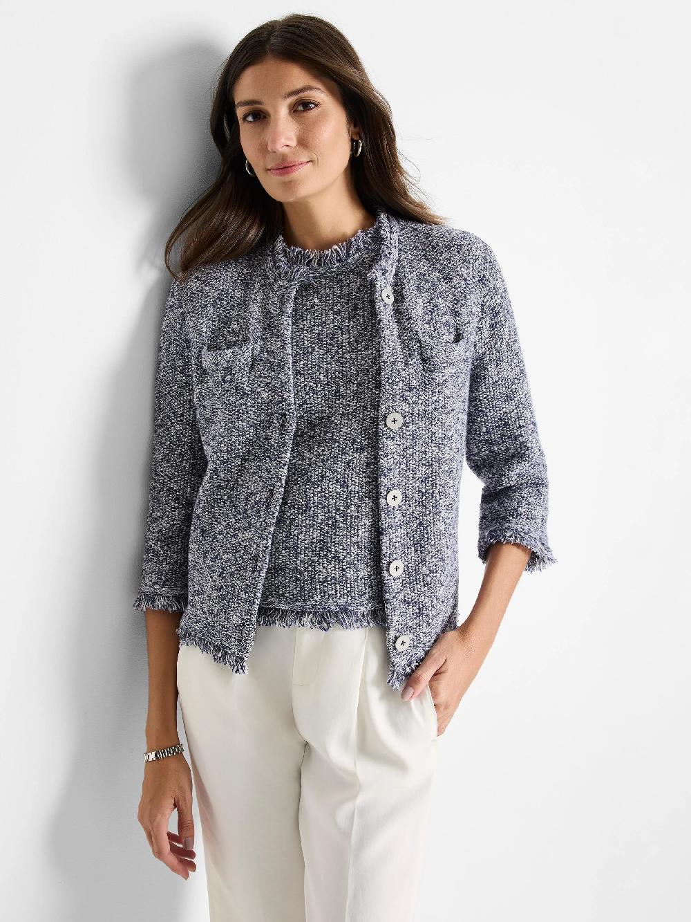 nic zoe Mixed Knit Sweater Jacket