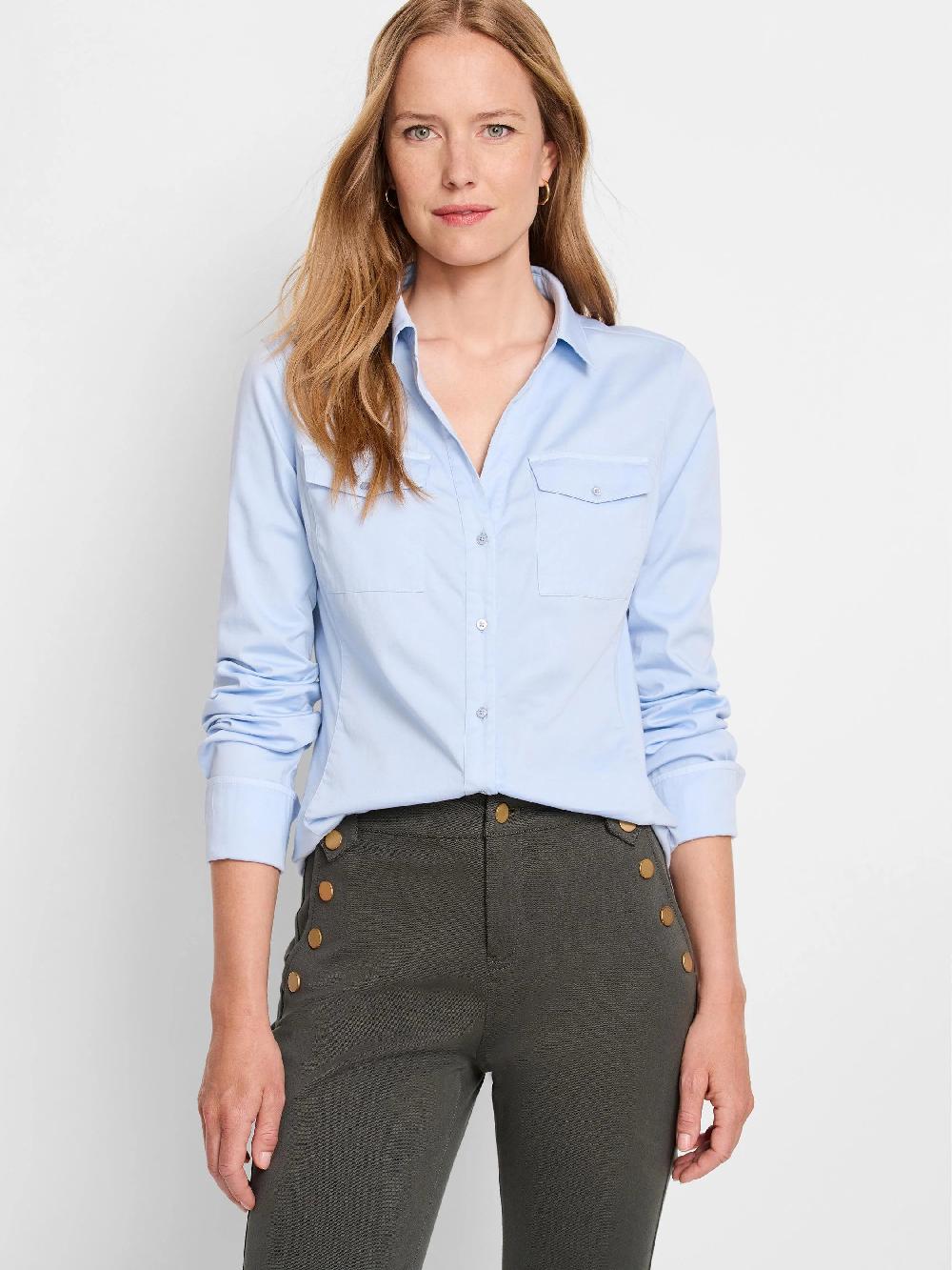 nic zoe Mixed Media Pocket Shirt