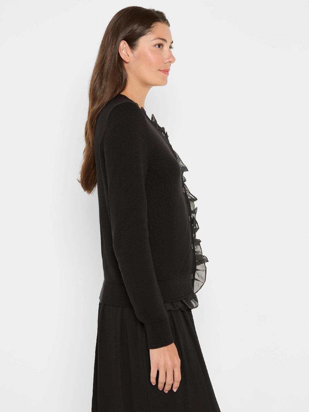 Nic Zoe Mixed Media Ruffle Cardigan