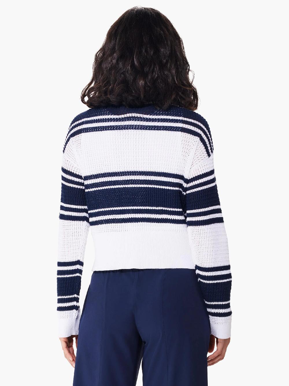Nic Zoe Mixed Stripe Zip Front Sweater Jacket