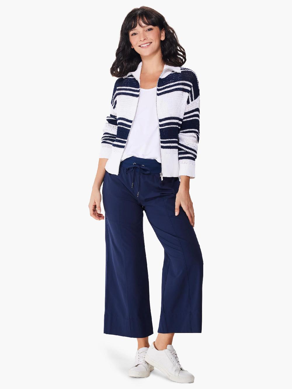 Nic Zoe Mixed Stripe Zip Front Sweater Jacket