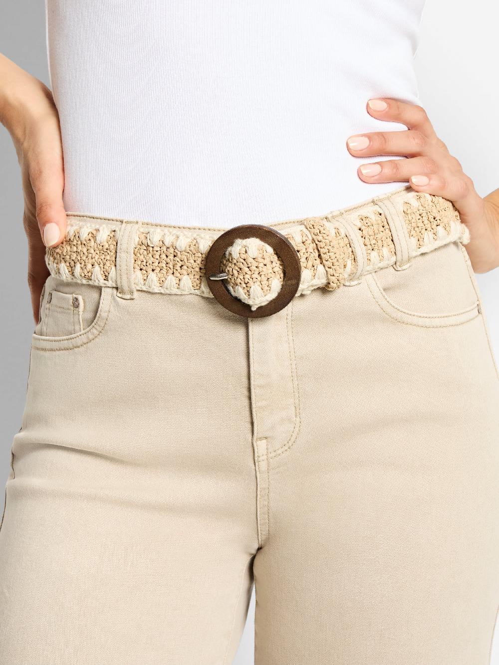 nic zoe Nic+Zoe Blanket Stitch Raffia Belt