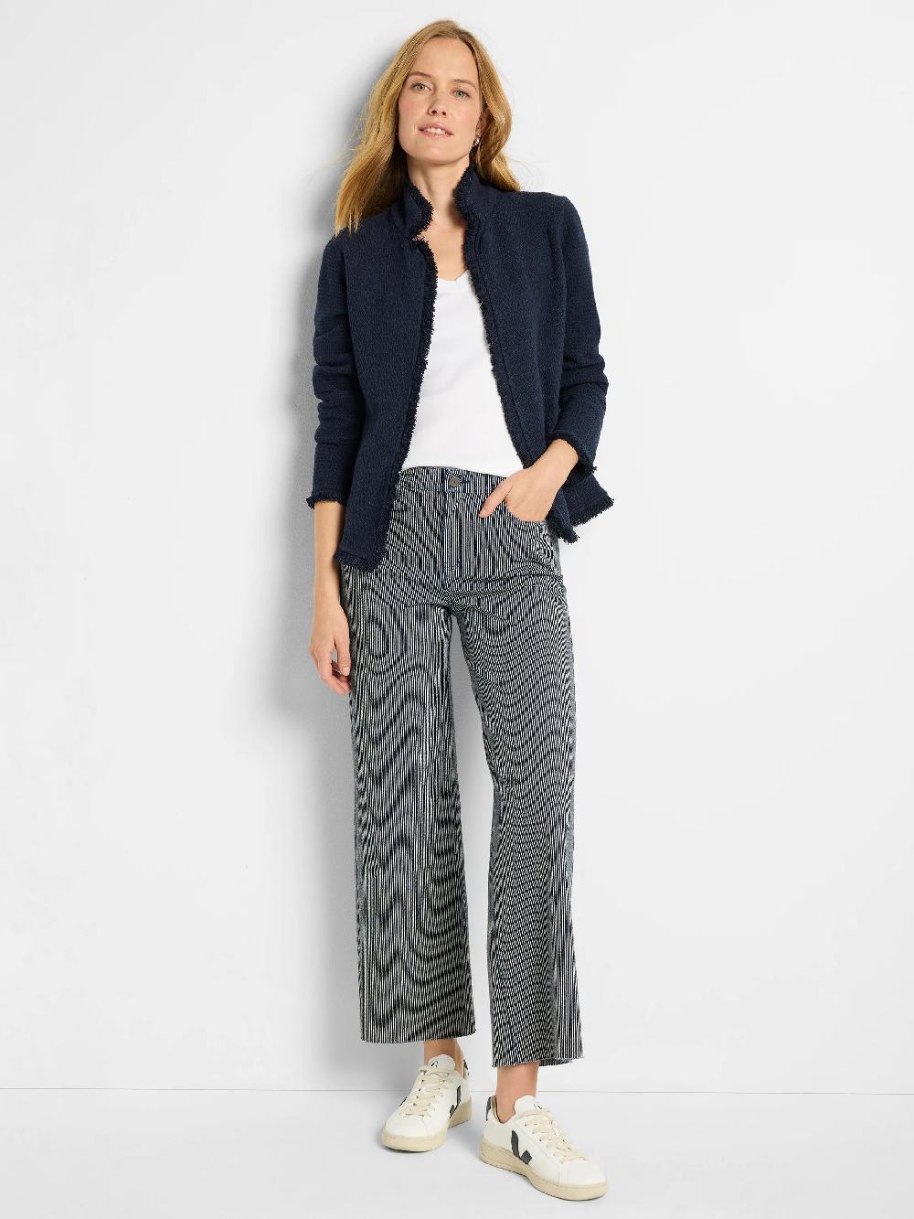 Nic Zoe Notch Collar Fringe Mix Knit Jacket