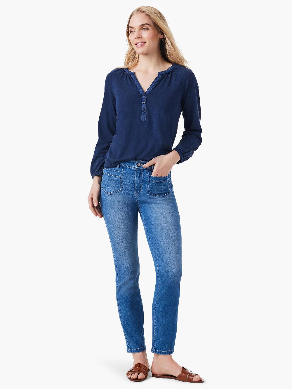 Nic Zoe NZT 3/4 Sleeve Split Neck Top