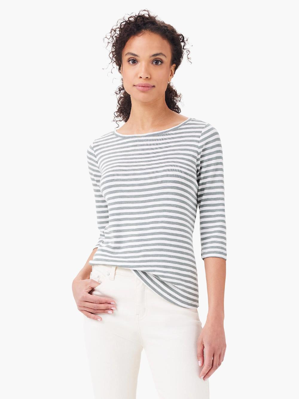 Nic Zoe NZT 3/4 Sleeve Stripe Boat Tee
