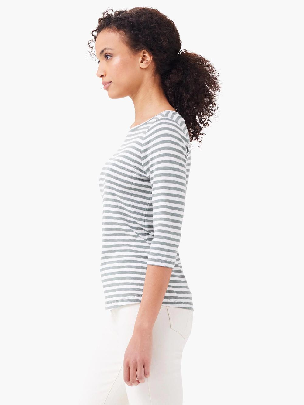 Nic Zoe NZT 3/4 Sleeve Stripe Boat Tee