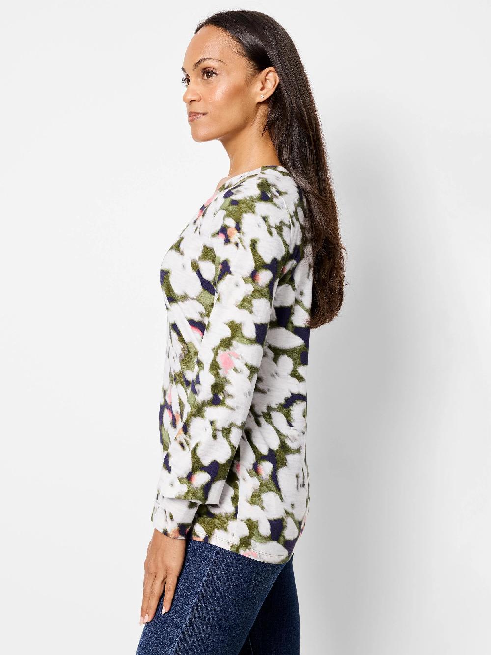 Nic Zoe NZT Blurred Petals Long Sleeve Top