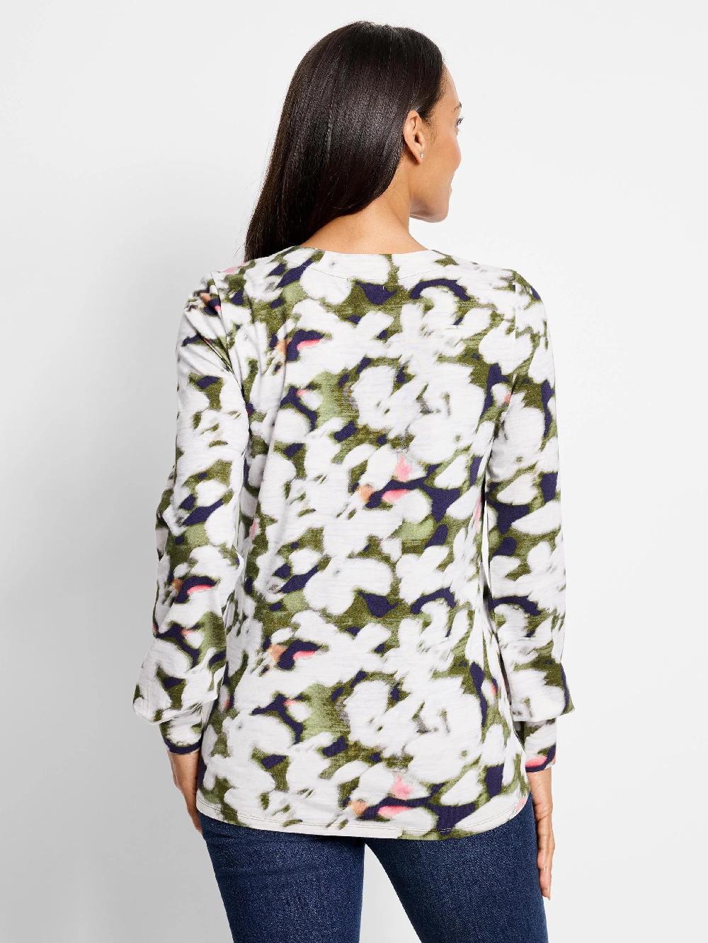 Nic Zoe NZT Blurred Petals Long Sleeve Top