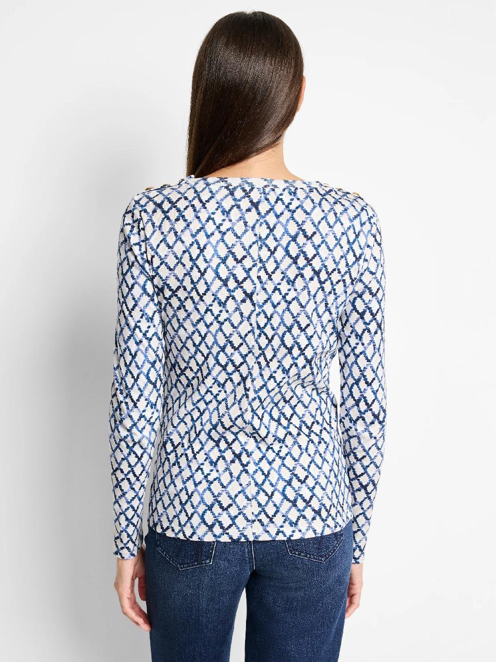 Nic Zoe NZT Denim Diamonds Button Shoulder Top