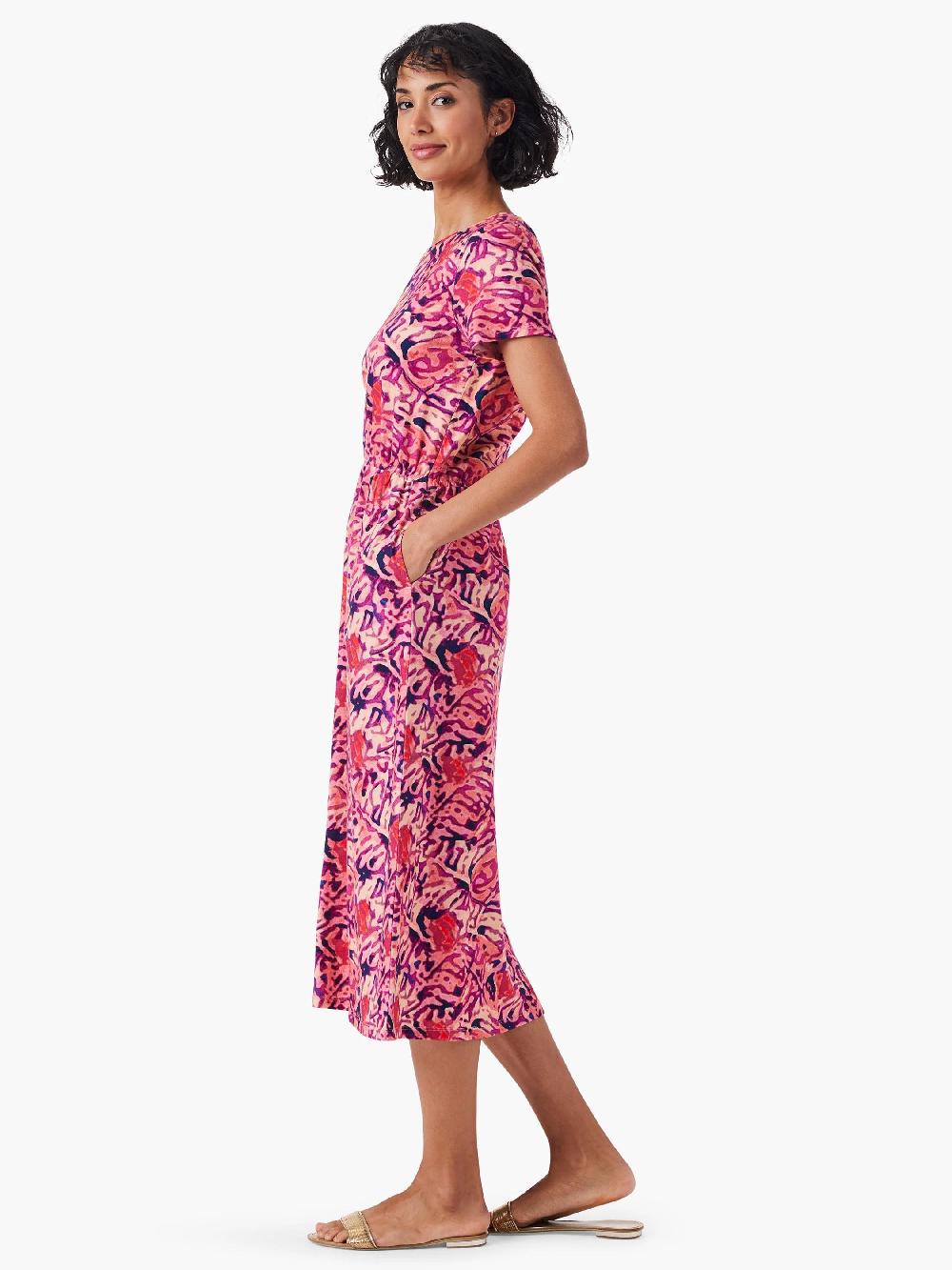 Nic Zoe NZT Floral Short Sleeve Slit Midi Dress
