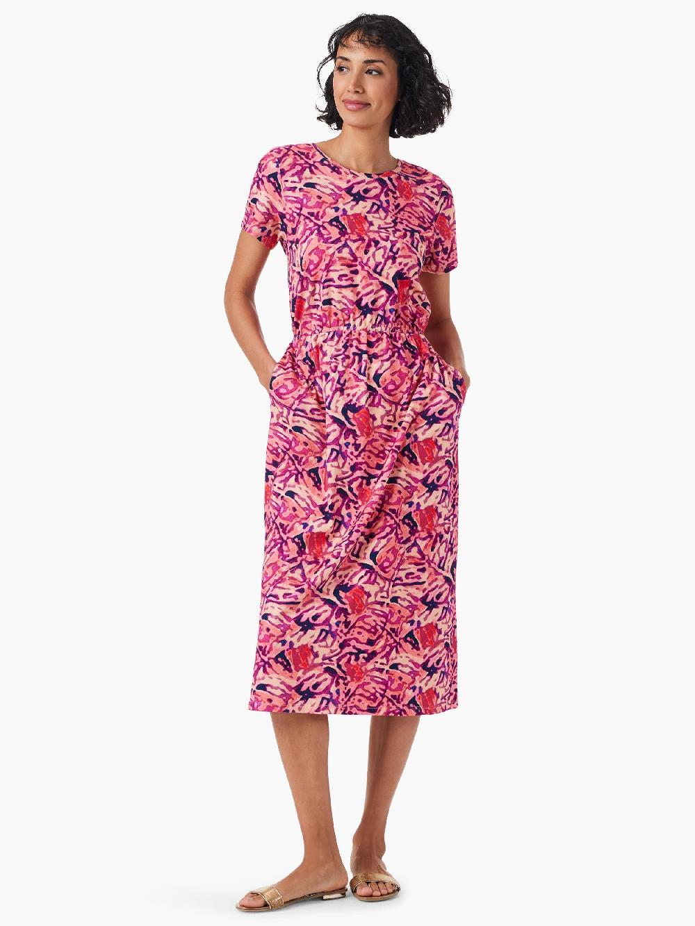 Nic Zoe NZT Floral Short Sleeve Slit Midi Dress
