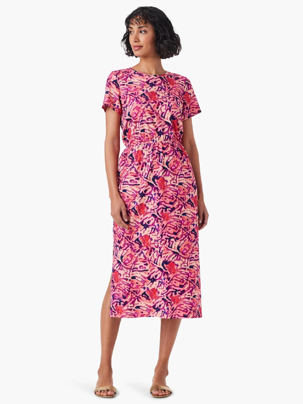 nic zoe NZT Floral Short Sleeve Slit Midi Dress