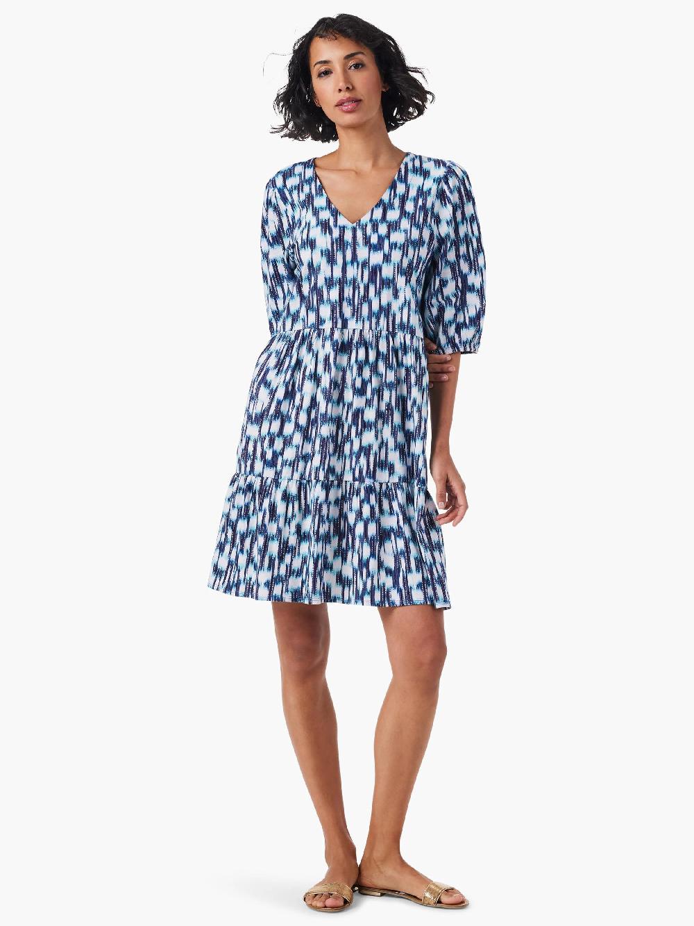 Nic Zoe NZT Hazy Blues Elbow Sleeve V-Neck Dress