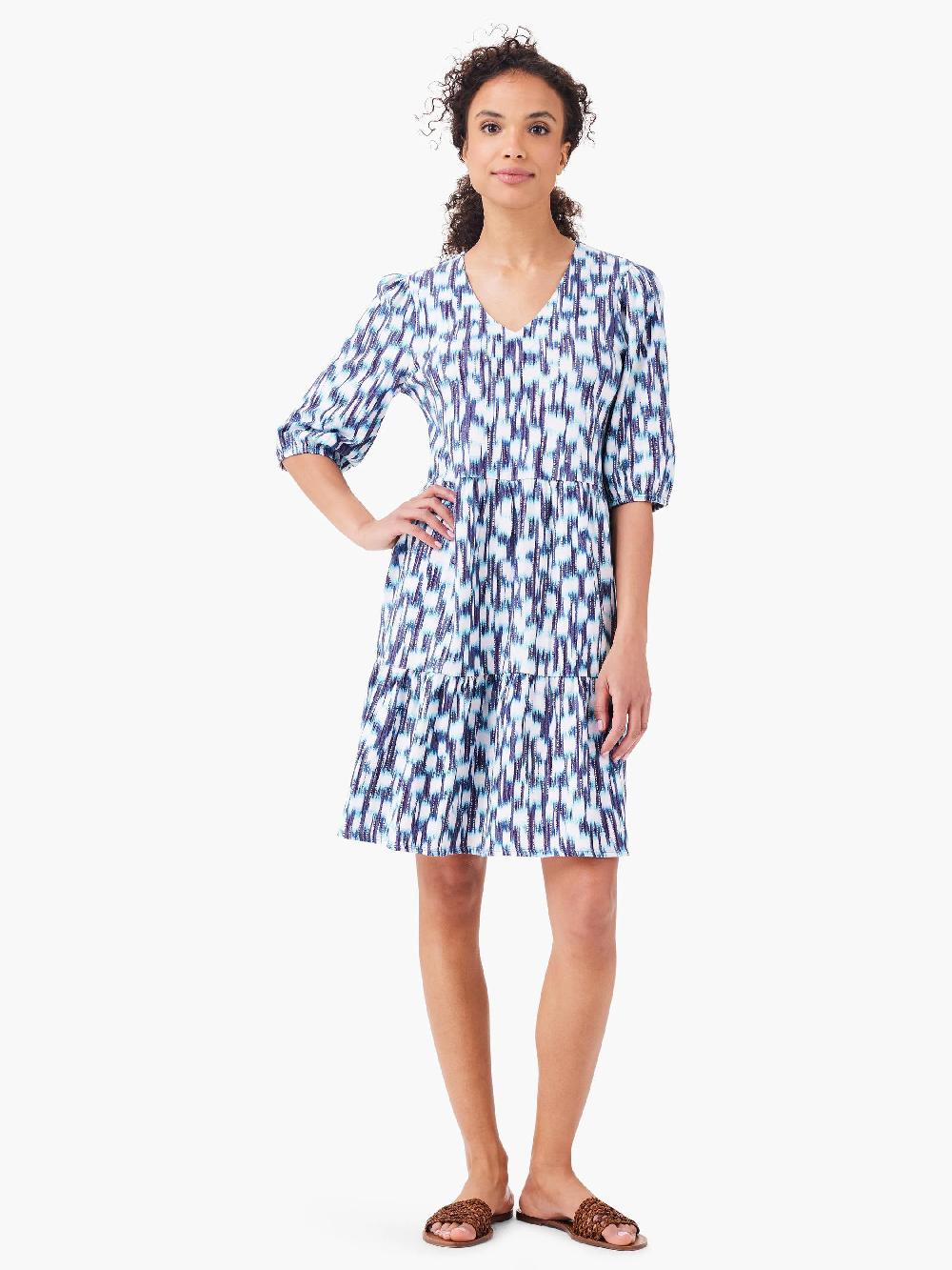 nic zoe NZT Hazy Blues Elbow Sleeve V-Neck Dress