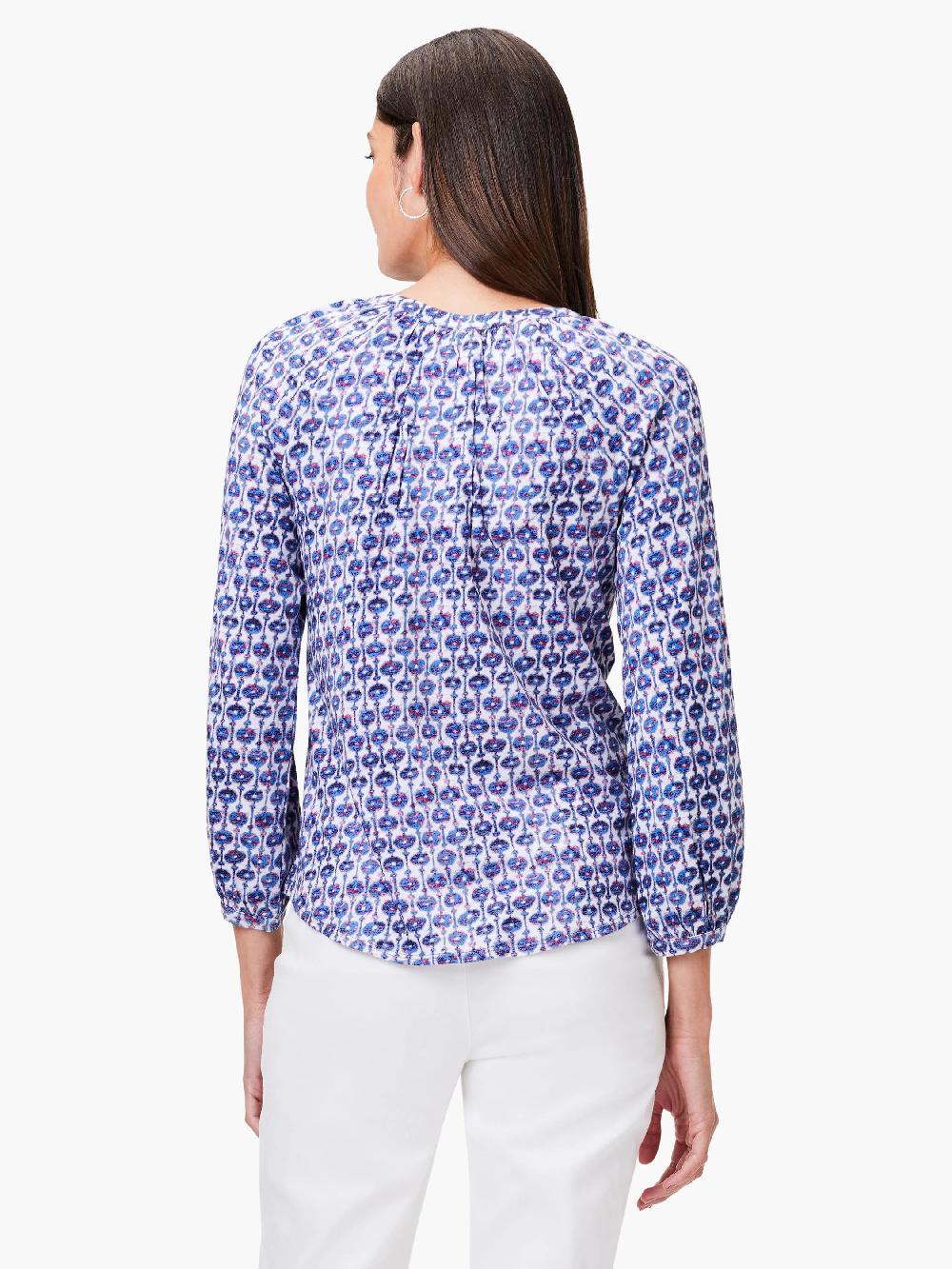 Nic Zoe NZT Mixed Medallion 3/4 Sleeve Split Top