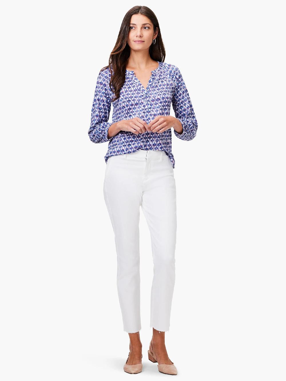 Nic Zoe NZT Mixed Medallion 3/4 Sleeve Split Top