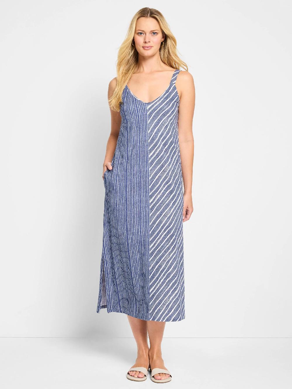 Nic Zoe NZT Mixed Stripe V-Neck Tank Dress