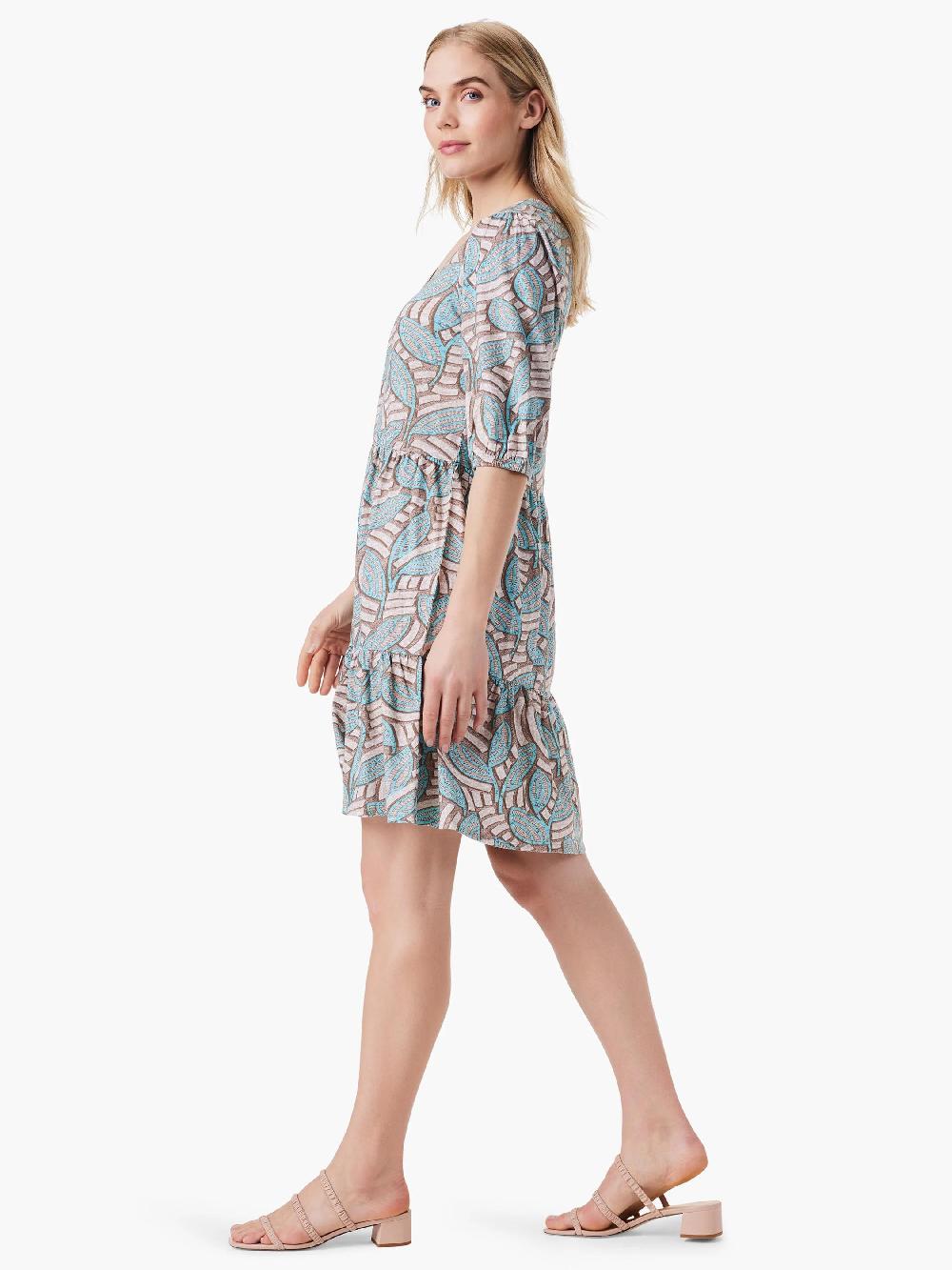 Nic Zoe NZT Mosaic Fern Elbow Sleeve V-Neck Dress