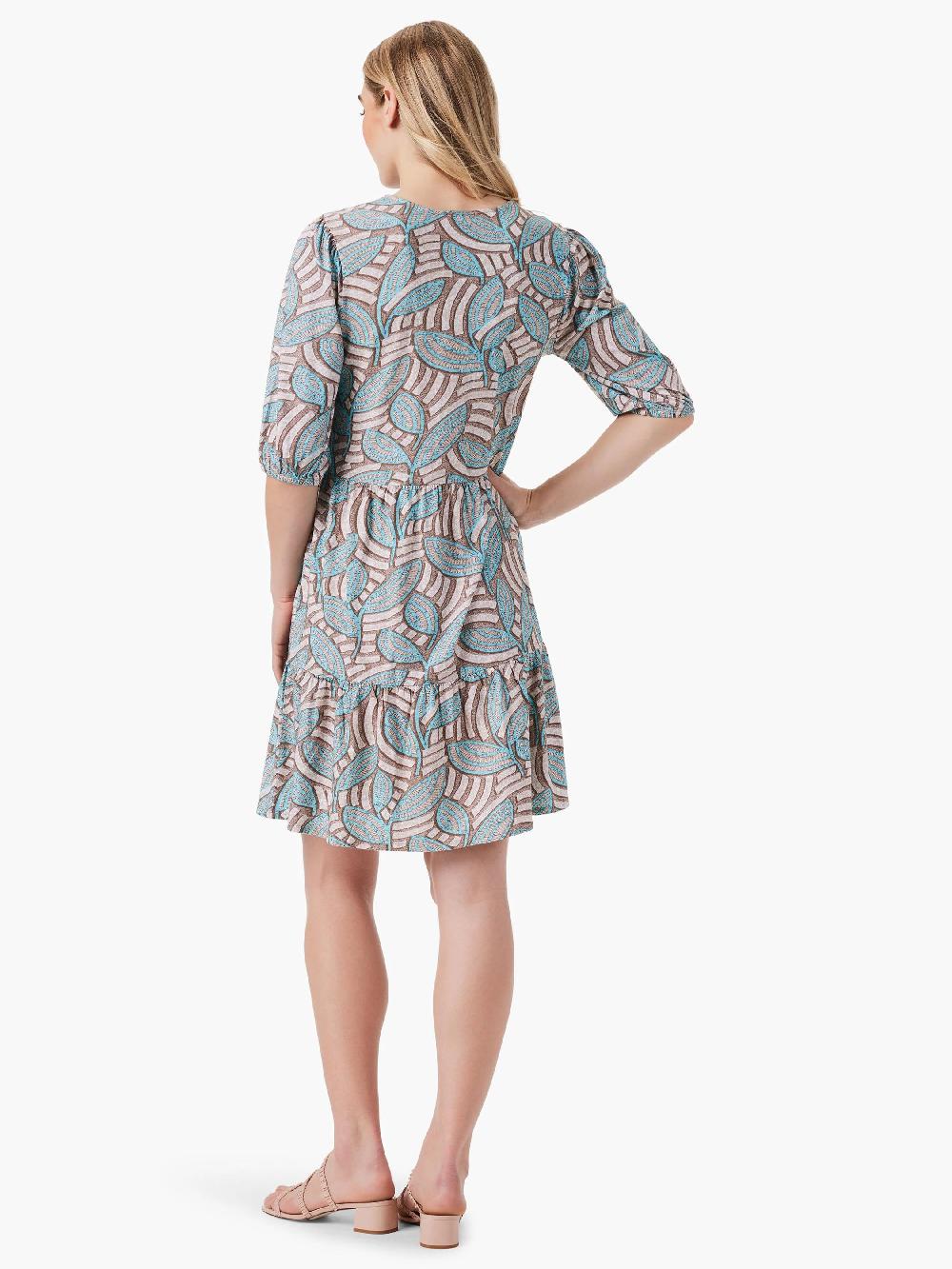 Nic Zoe NZT Mosaic Fern Elbow Sleeve V-Neck Dress