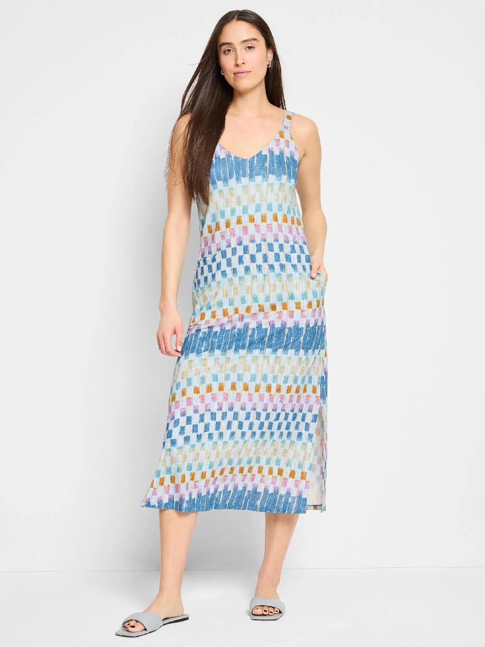 Nic Zoe NZT Painted Blocks V-Neck Tank Dress