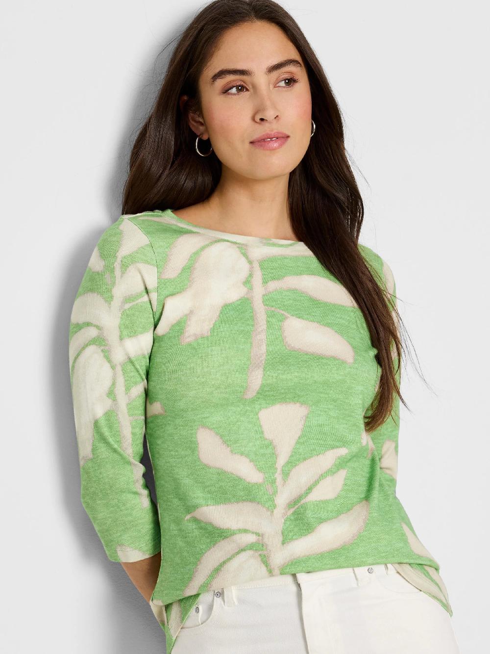 nic zoe NZT Shadow Fern 3/4 Sleeve Boat Tee