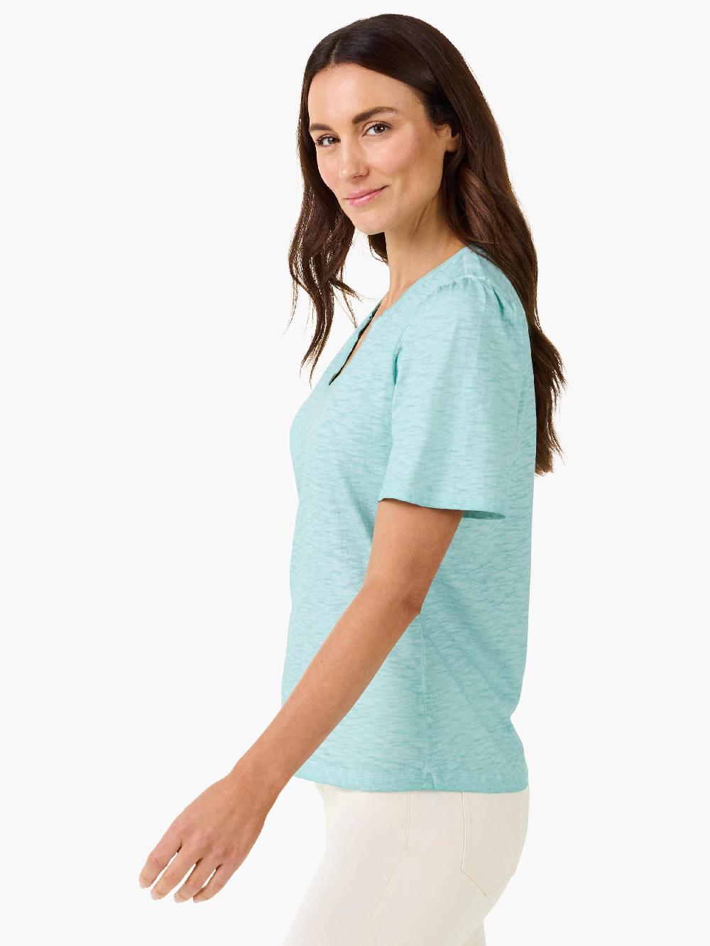 Nic Zoe NZT Short Sleeve Split Neck Tee