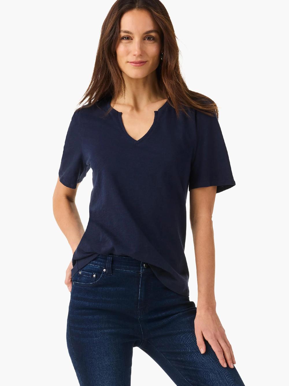Nic Zoe NZT Short Sleeve Split Neck Tee