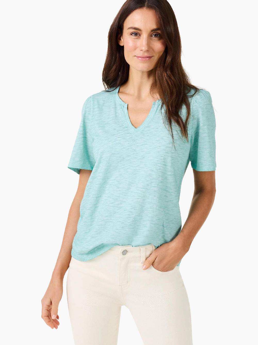 nic zoe NZT Short Sleeve Split Neck Tee
