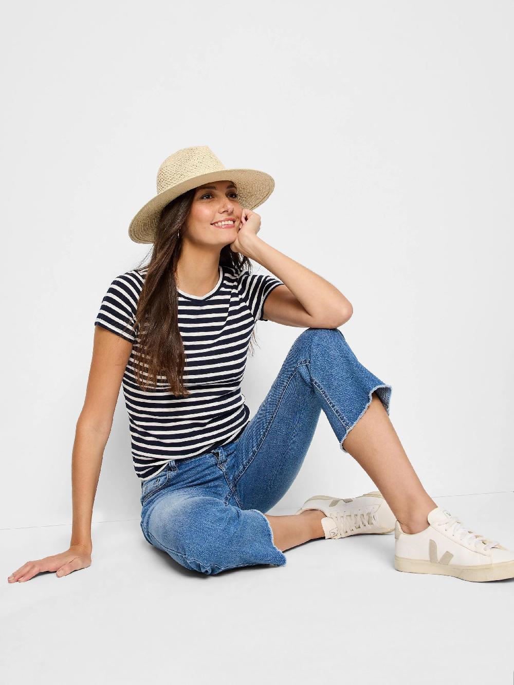 Nic Zoe NZT Short Sleeve Stripe Crew Neck Tee