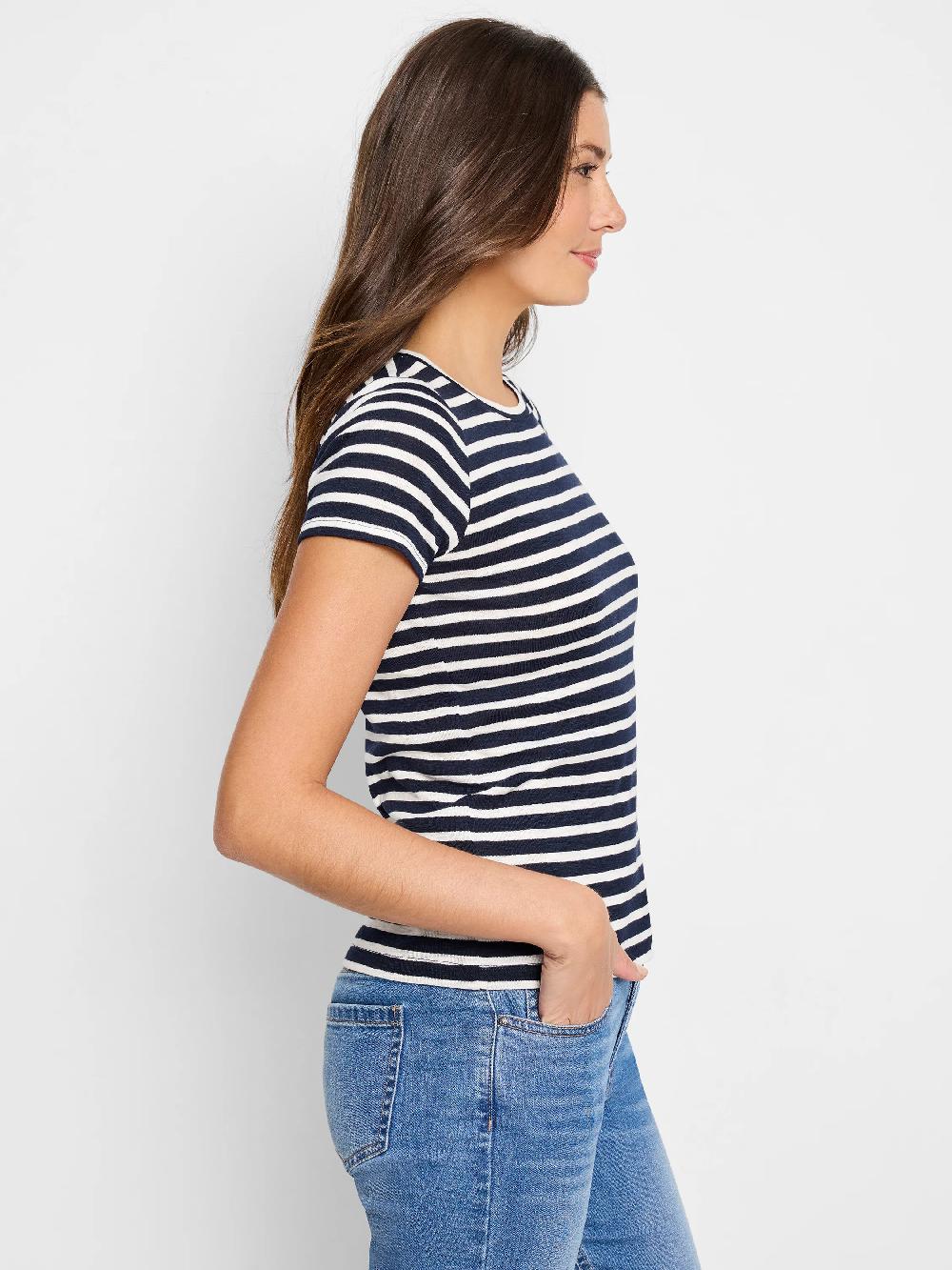 Nic Zoe NZT Short Sleeve Stripe Crew Neck Tee
