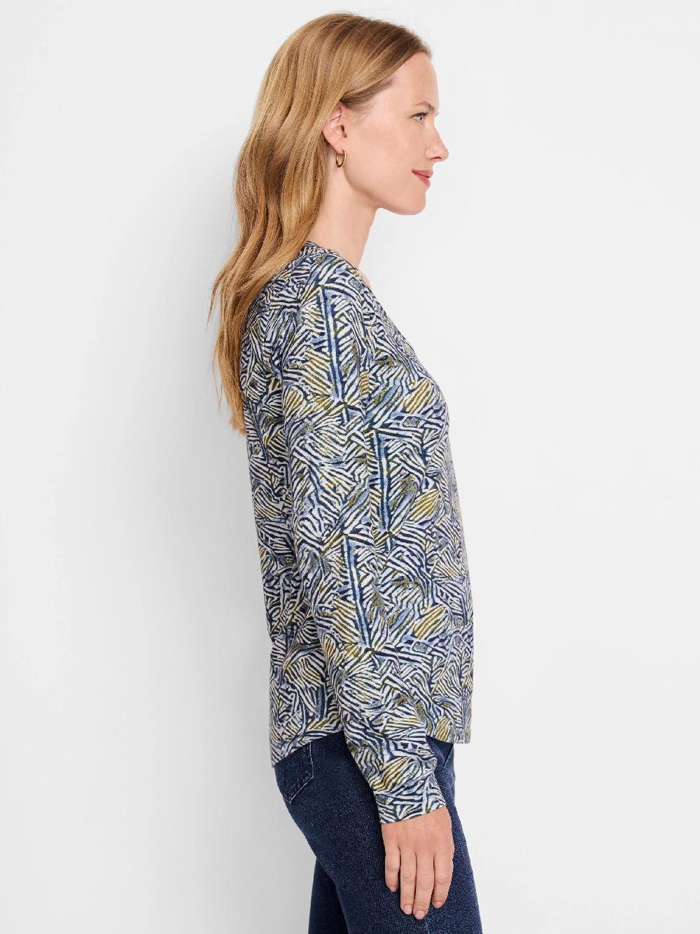 Nic Zoe NZT Sketched Lines Long Sleeve Scoop Tee