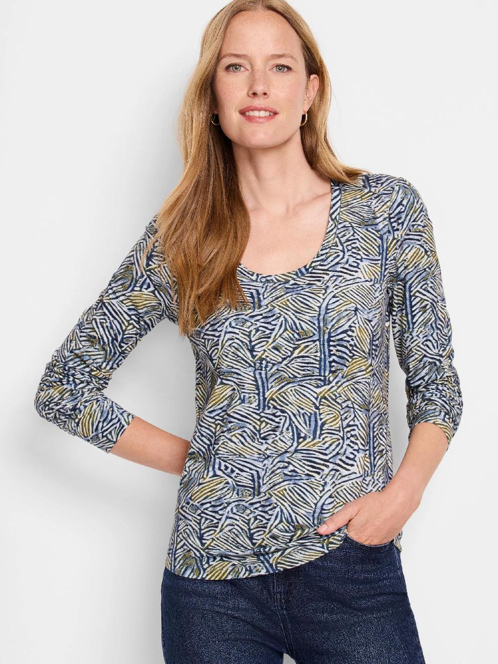 nic zoe NZT Sketched Lines Long Sleeve Scoop Tee