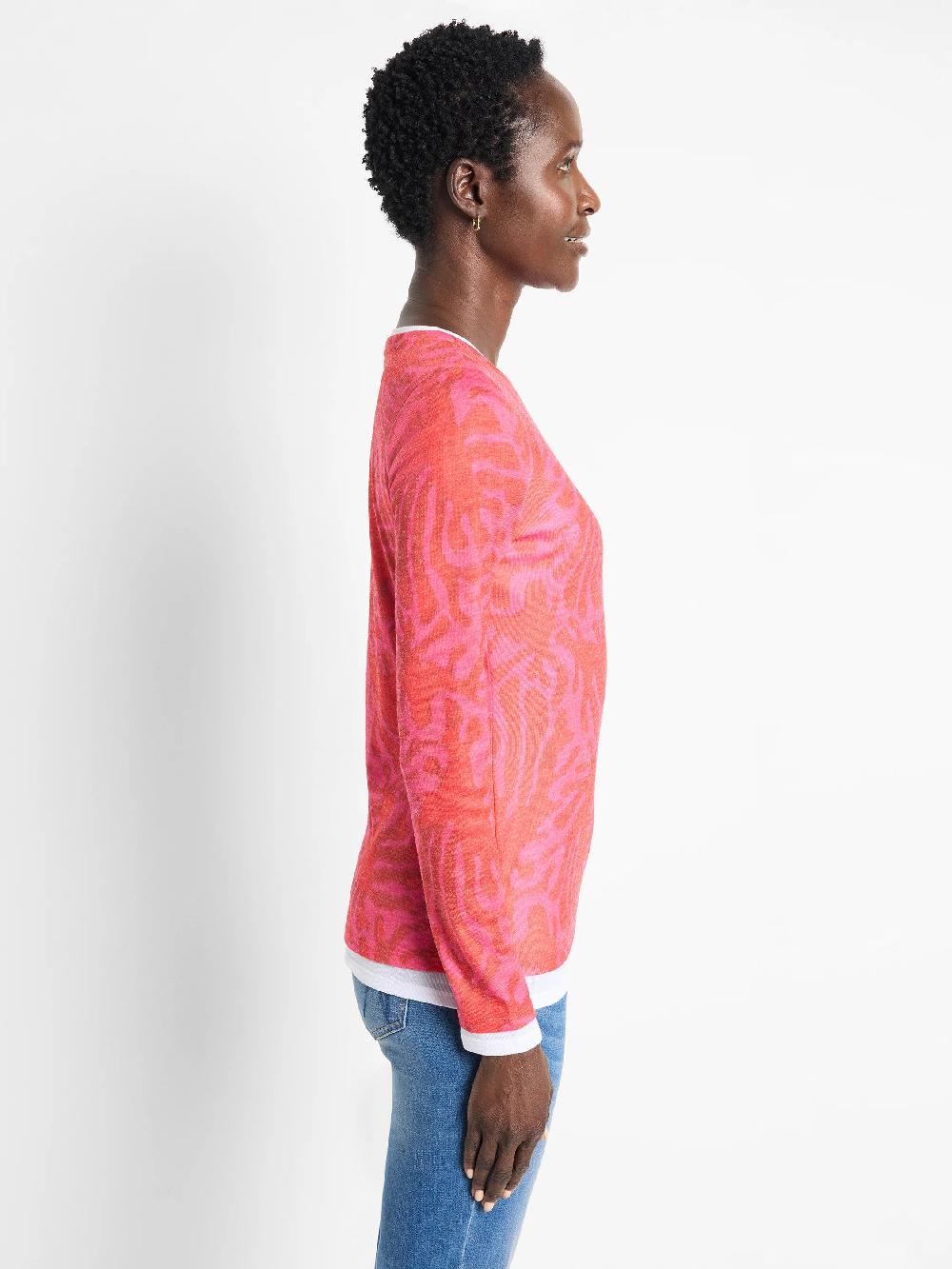 Nic Zoe NZT Stamped Leaves Double Layer Top