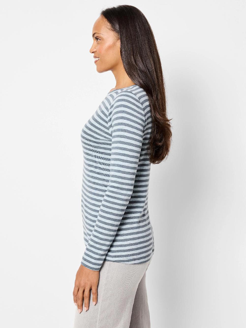 Nic Zoe NZT Striped Bracelet Sleeve Boat Tee