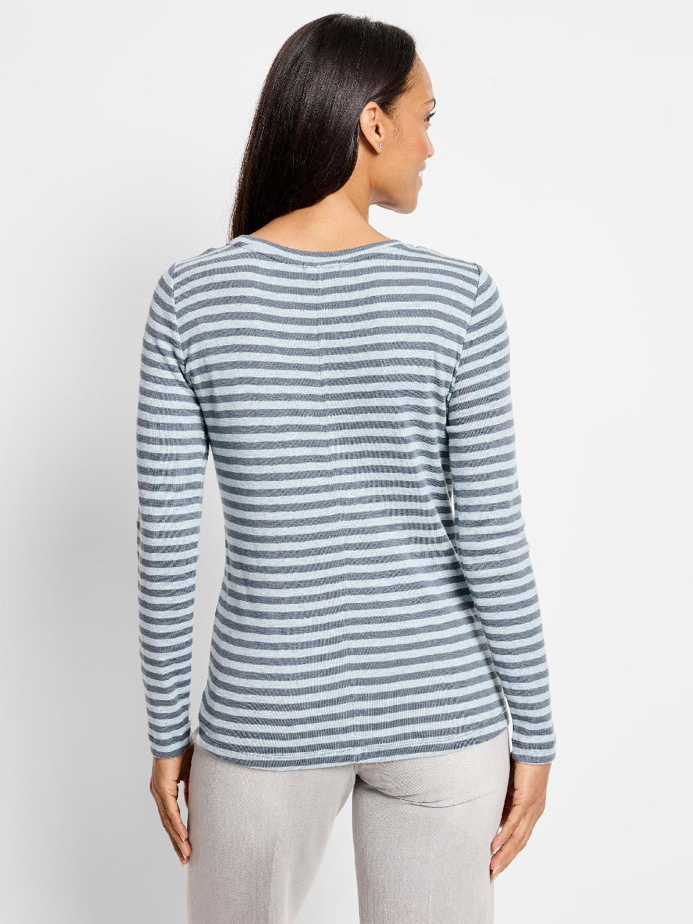 Nic Zoe NZT Striped Bracelet Sleeve Boat Tee