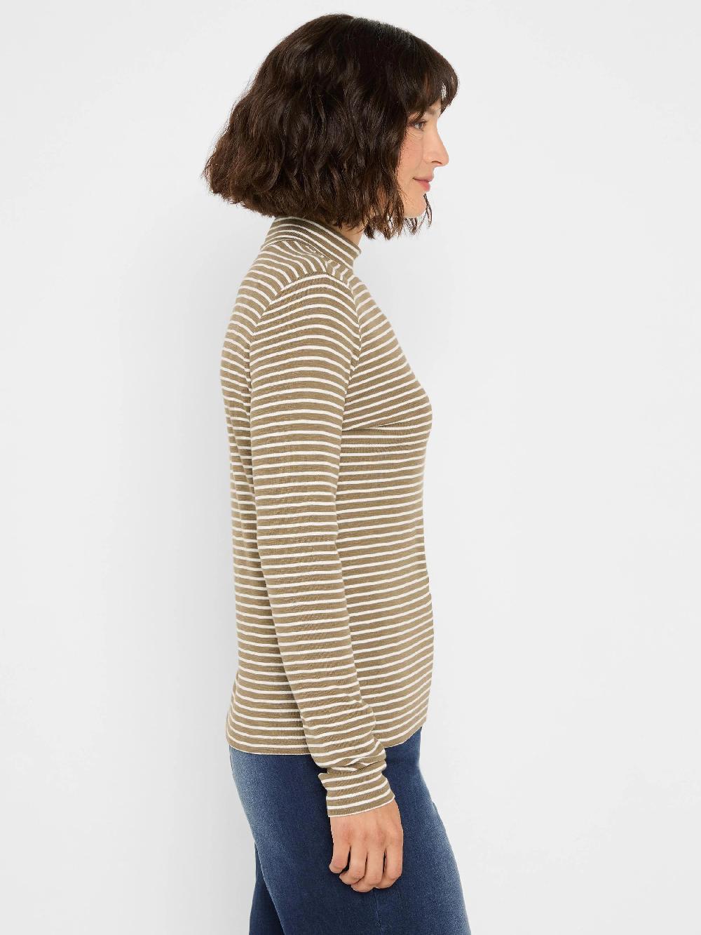 Nic Zoe NZT Striped Long Sleeve Mock Neck Tee